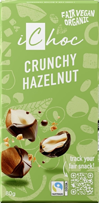 Die Crunchy Hazelnut von iChoc mit neuer Rezeptur und neuem Design beweist erneut, dass sich die berühmte Kombi aus Schoki und Nuss nicht ohne Grund großer Beliebtheit erfreut.