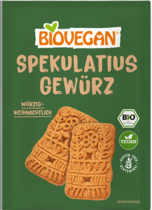 Das Spekulatiusgewürz von Biovegan enthält eine aromatische Mischung fein ausgewählter Gewürze und darf in Deiner veganen Weihnachtsbäckerei nicht fehlen, wenn Du ein Fan von Lebkuchen und Spekulatius bist!