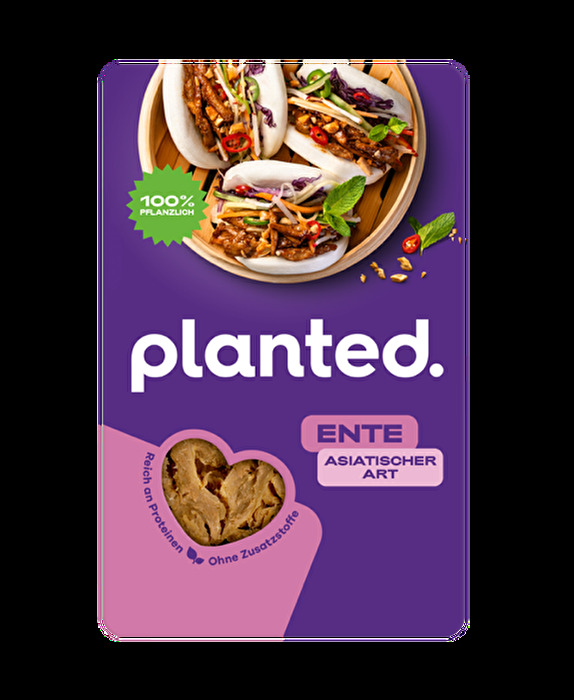 Die Ente Asiatischer Art von planted. – eine pflanzliche Alternative aus Pflanzenproteinen mit 20 % Marinade, ideal zum Anbraten.