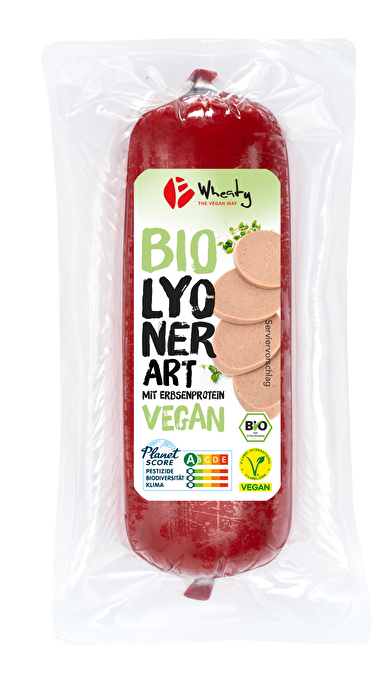 Vegane Rolle Lyoner Art von Wheaty – Die pflanzliche Alternative zur klassischen Lyoner! Mild und rund im Geschmack, mit einer angenehm kompakten Textur.