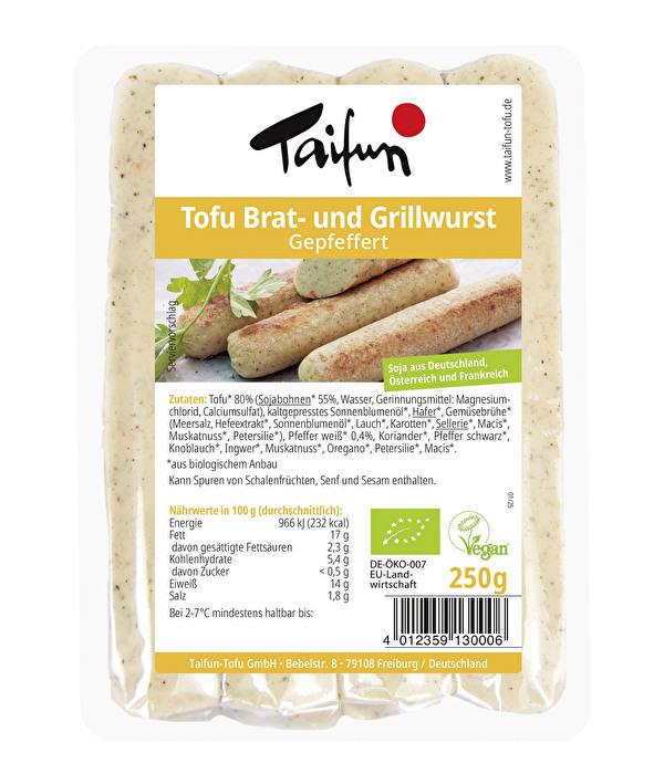 Tofu Brat- und Grillwurst Gepfeffert von Taifun lässt dich beim Grillen nicht im Stich.