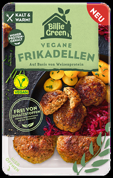 Die vegane Frikadelle von Billie Green ist außen goldbraun und beim Anbraten schön knusprig, innen herrlich locker und saftig.