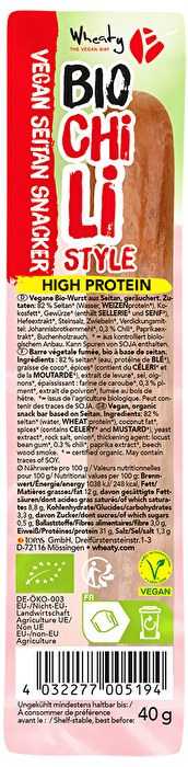 Mit dezenter Buchenholzrauchnote und pikanter Schärfe sind die Chili Snacker vegan von Wheaty ein köstlicher Snack für Groß und Klein.