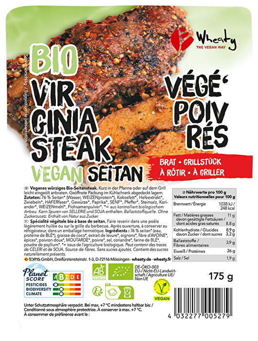 Dieses vergleichend echte Virginia Steak von Wheaty überzeugt mit seiner Optik und Konsistenz auf ganzer Linie.