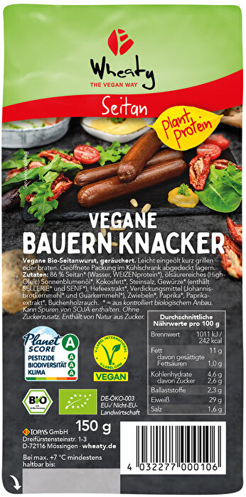 Die Bauern-Knacker von Wheaty sind knackig und lecker.