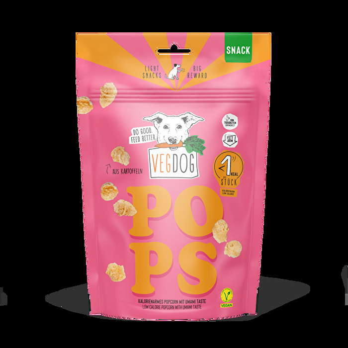 Pops von Vegdog sind ein kalorienarmer, veganer Snack, der für das Training als Belohnung entworfen wurde.