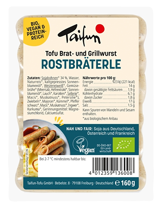 Die Rostbräterle von Taifun - das sind 6 kleine Bratwürstchen, die Du bequem und schnell in Pfanne oder auf dem Grill zubereiten kannst.