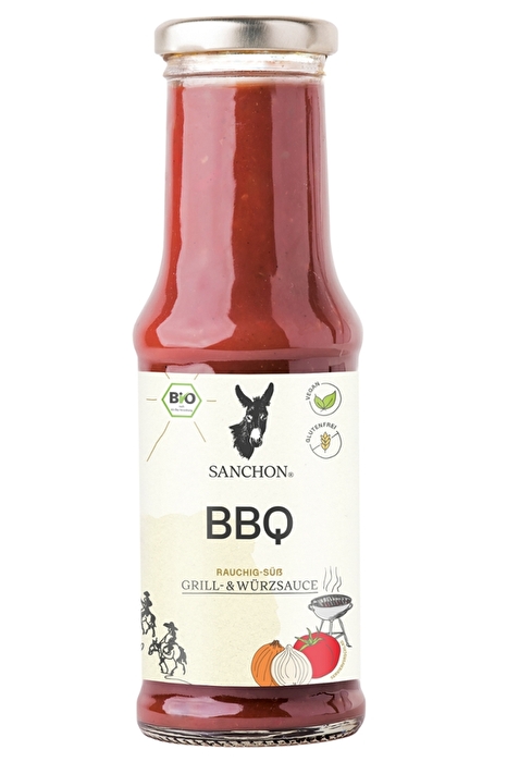 Die Grillsauce Barbecue von Sanchon ist eine Würzsauce, mit der typisch rauchigen Note. chige Würzsauce.