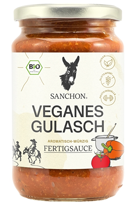 Sanchon Veganes Gulasch ist eine vegane Neuinterpretation des ungarischen Originals.