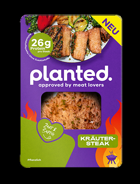 Mit dem Steak Kräuter ergänzt planted seine Palette um eine weitere, extrem schmackhafte Alternative zum herkömmlichen Steak.