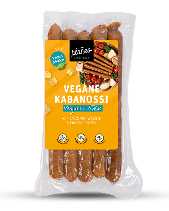 Die Veganen Kabanossi Veganer Käse von Planeo sind ideal für den Hunger zwischendurch.