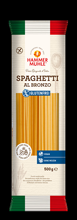 Hammermühle's köstliche Spaghetti al Bronzo bestehen aus hochwertigem Mais- und Reismehl.