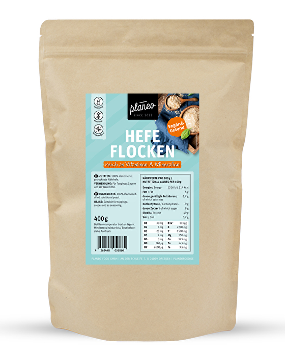 Die Hefeflocken von Planeo sind vielseitig einsetzbar - ob als Gewürz, Topping oder Sauce.