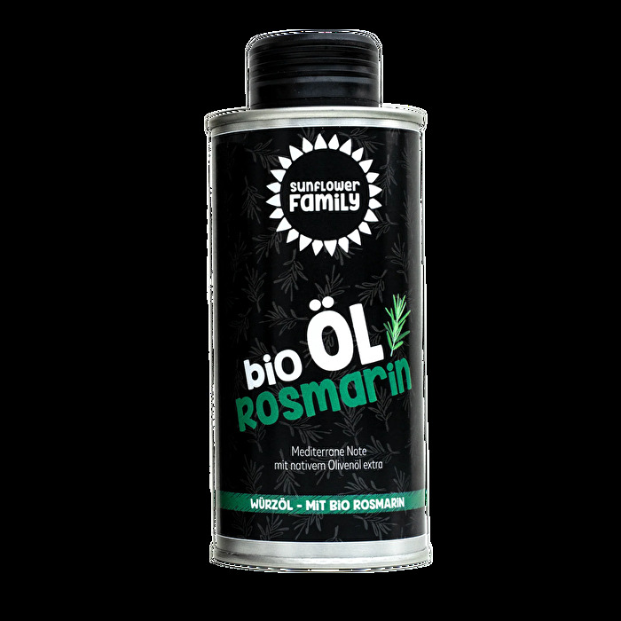 Das Bio Rosmarinöl von der sunflowerFamily ist perfekt für alle, die sich den mediterranen Geschmack in die Küche holen wollen.
