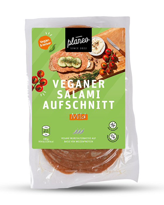Lecker vegane Salami-Scheiben auf Basis von Weizenprotein! Der Vegane Salami Aufschnitt von planeo!