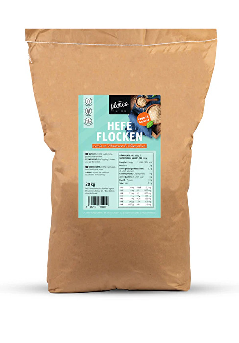 Die Hefeflocken 20 kg von planeo im Großgebinde sind die ideale Wahl für Gastronomie, Catering und Großverbraucher. Mit ihrem mild-würzigen Geschmack und der angenehm knusprigen Konsistenz verleihen sie zahlreichen Gerichten das gewisse Etwas, von herzhaften Soßen und Suppen bis hin zu Salaten, Bowls und Aufläufen.