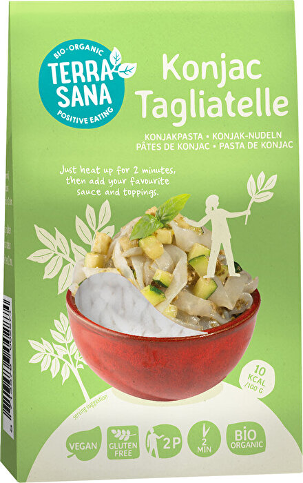 Die Konjak Tagliatelle von TerraSana sind die ideale Alternative für alle, die Kohlenhydrate und Kalorien reduzieren möchten, ohne auf Pasta zu verzichten.