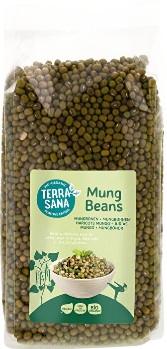 Diese kleinen grünen Bio Mungbohnen von TerraSana sind eine wertvolle Zutat für deine abwechslungsreiche Küche.