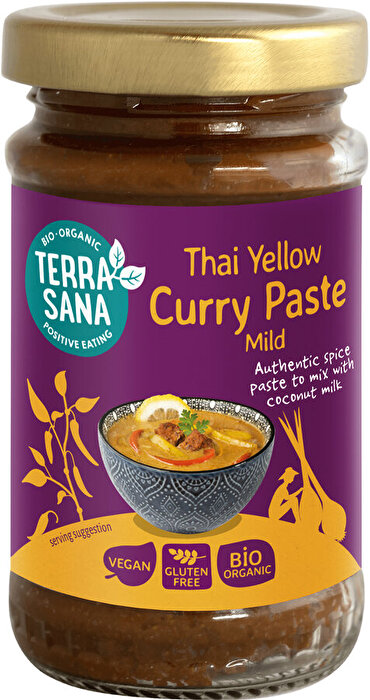 Die Bio Gelbe Thai Curry Paste von TerraSana bringt den traditionellen Geschmack Thailands direkt in deine Küche.