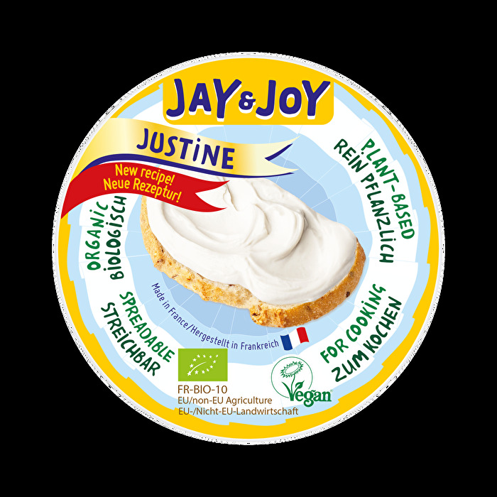 Der Justine von Jay & Joy - die perfekte vegane Alternative zu Frischkäse auf Mandelbasis mit einem Hauch an Frische und Süße.