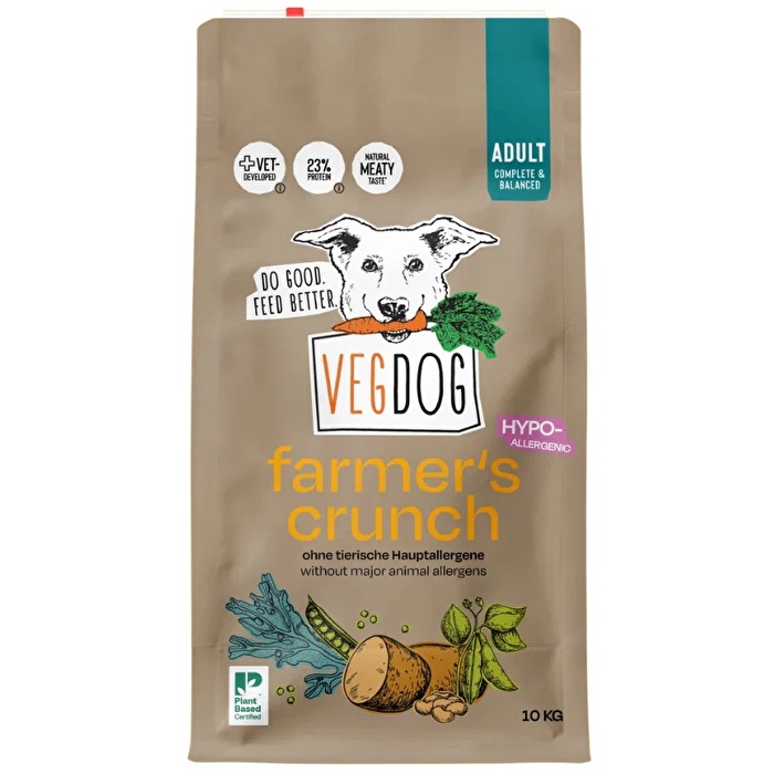 Das Farmers Crunch im 10 kg Beutel von VEGDOG ist für alle, die sich von dem hochwertigen Trockenfutter bereits überzeugt haben.