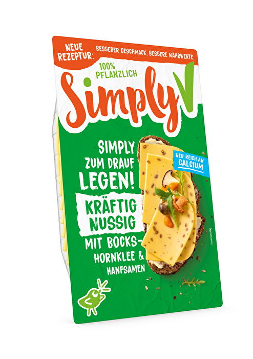 Vegane Scheiben Bockshornklee & Hanfsamen von Simply V – Herzhaft-nussiger Genuss mit würziger und cremiger Note.