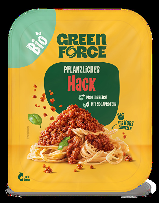 Das vegane Bio Hack mit Sonnenblumenprotein von GREENFORCE ist eine perfekte Alternative zu Hackfleisch.