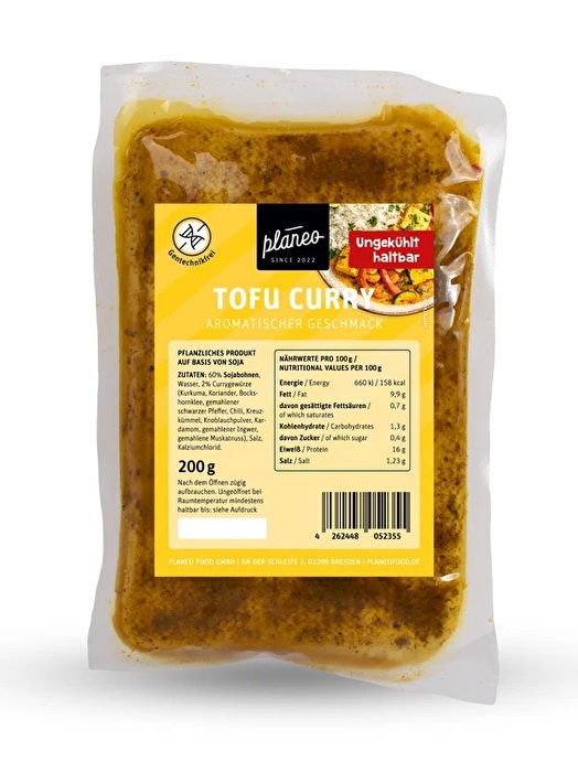 Der Tofu Curry ungekühlt von planeo begeistert mit einer aromatischen Curry Würzung und einer angenehm saftigen Konsistenz.