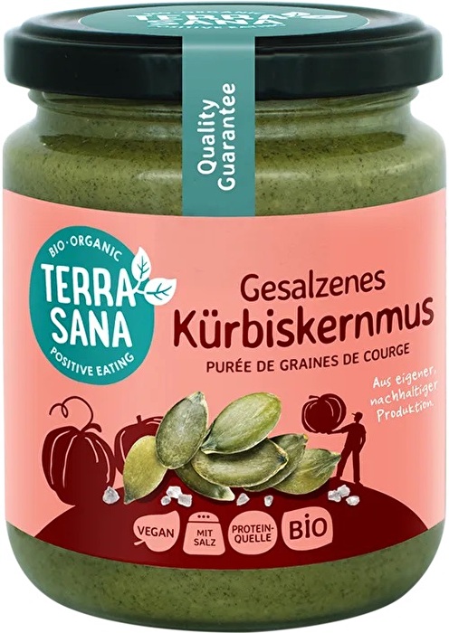 Das Bio Kürbiskernmus von TerraSana überzeugt mit seinem intensiv-aromatischen Geschmack, der nussige, herzhafte und leicht süßliche Noten vereint.