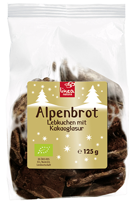 Das Alpenbrot von Linea Natura begeistert mit seinem würzigen Lebkuchenaroma und einer feinen Kakaoglasur.