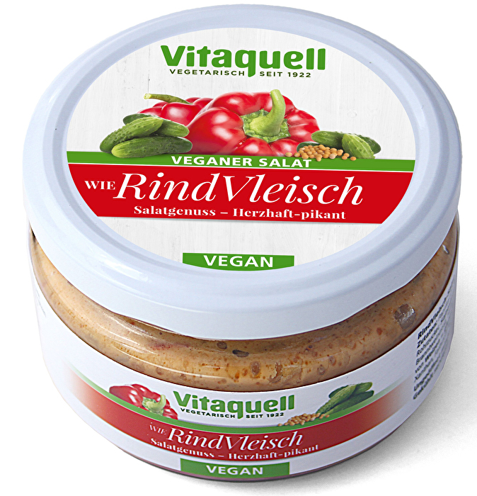 Der vegane Rindvleisch Feinkostsalat von Vitaquell bietet Abwechslung für einstige Rindfleisch-Fans.