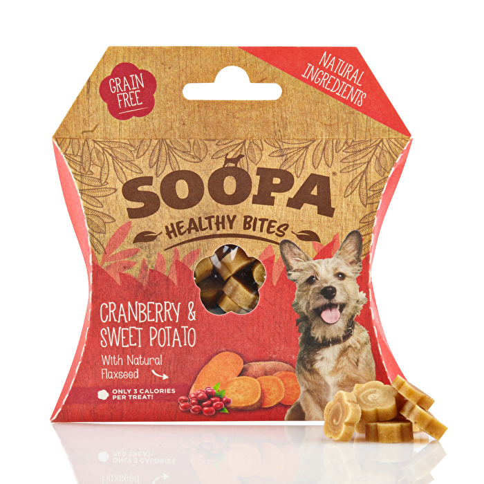 Die Healthy Bites Cranberry & Sweet Potato von Soopa sind ideal, wenn Du deinen Hund gesund belohnen willst! Jetzt günstig bei k