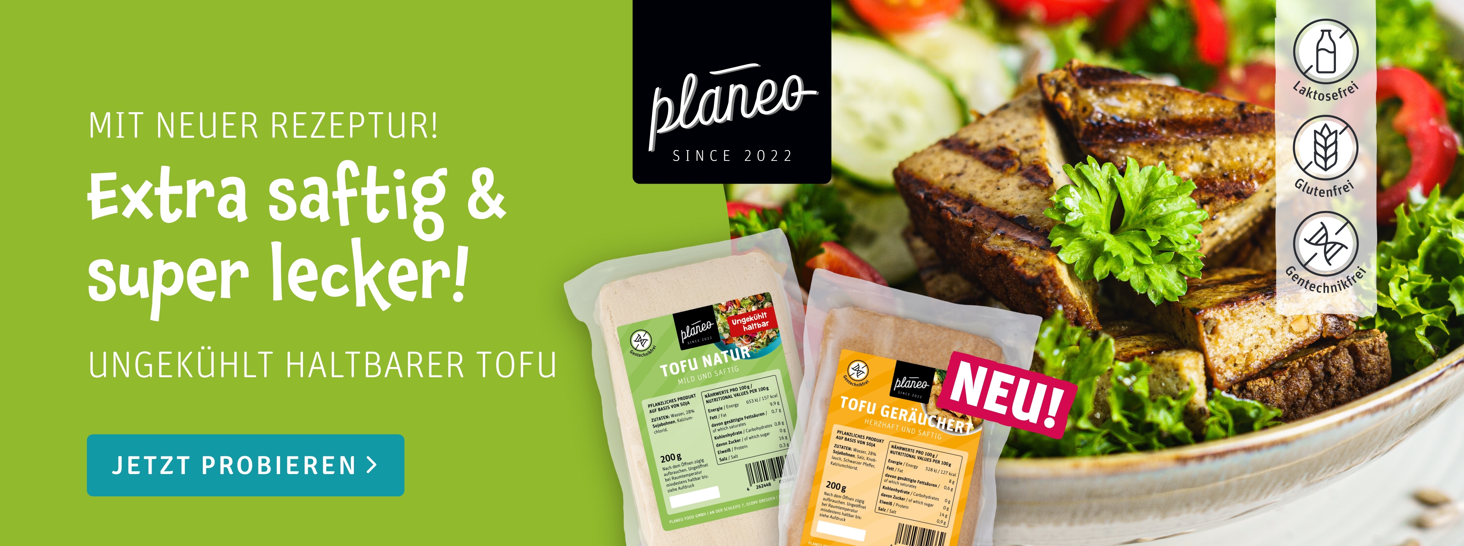 Der neue, saftige Tofu von planeo - extra saftig und lecekr!