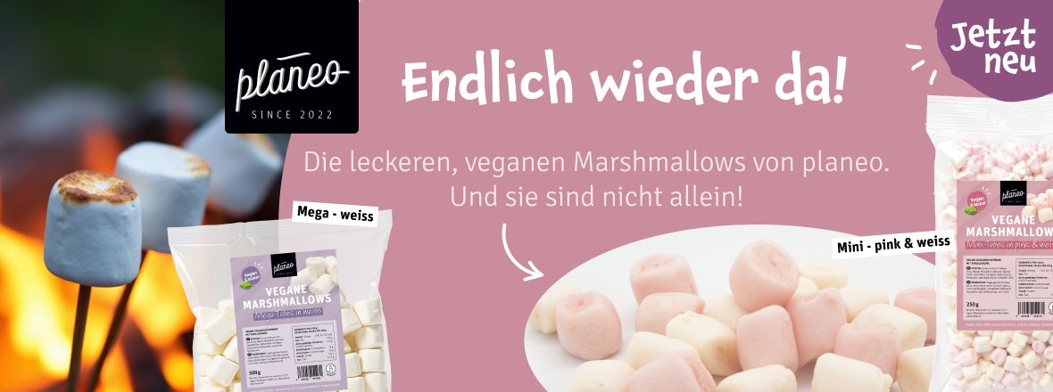 Endlich wieder da! Kaufe jetzt die veganen Marshmallows von planeo bei kokku-online.de